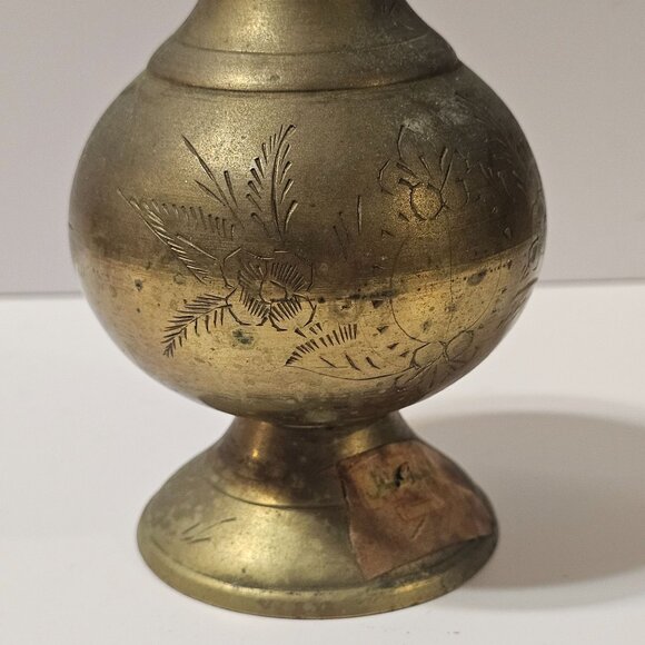 Vtg Indian Brass Rose Water Holy Water Sprinkling Bottle (Gulab Pash) Religious - Picture 10 of 17